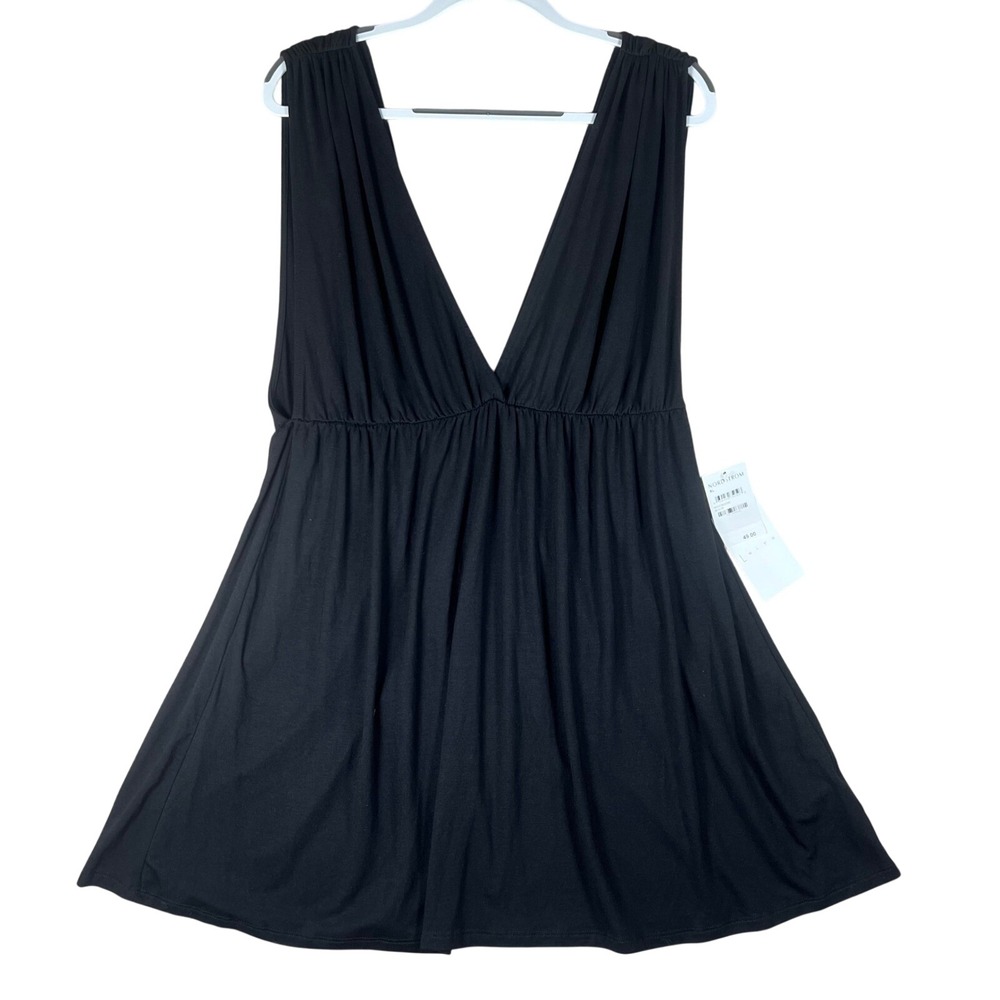 Leith Black Deep V-Neck Mini Dress